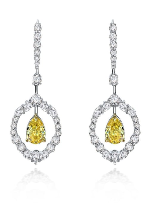 Yellow [e 0536] 925 Sterling Silver High Carbon Diamond Yellow Geometric Luxury Drop Earring